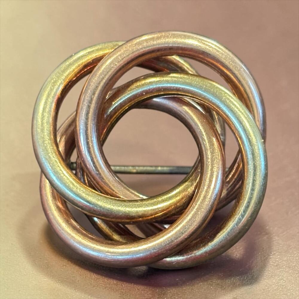 Antique Gold Love Knot Brooch Sculptural Modernist Statement Pin